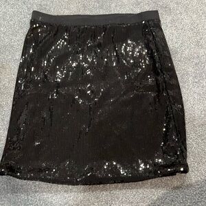 Black Sequin Pencil Skirt